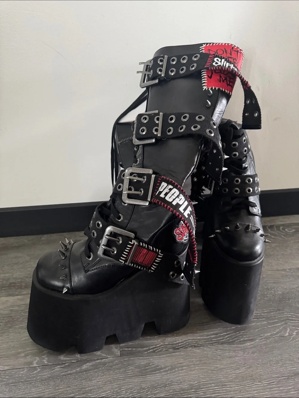 Dolls Kill Black Platform Slipknot Boots. People equal 💩. Rare worn once. - Picture 1 of 4